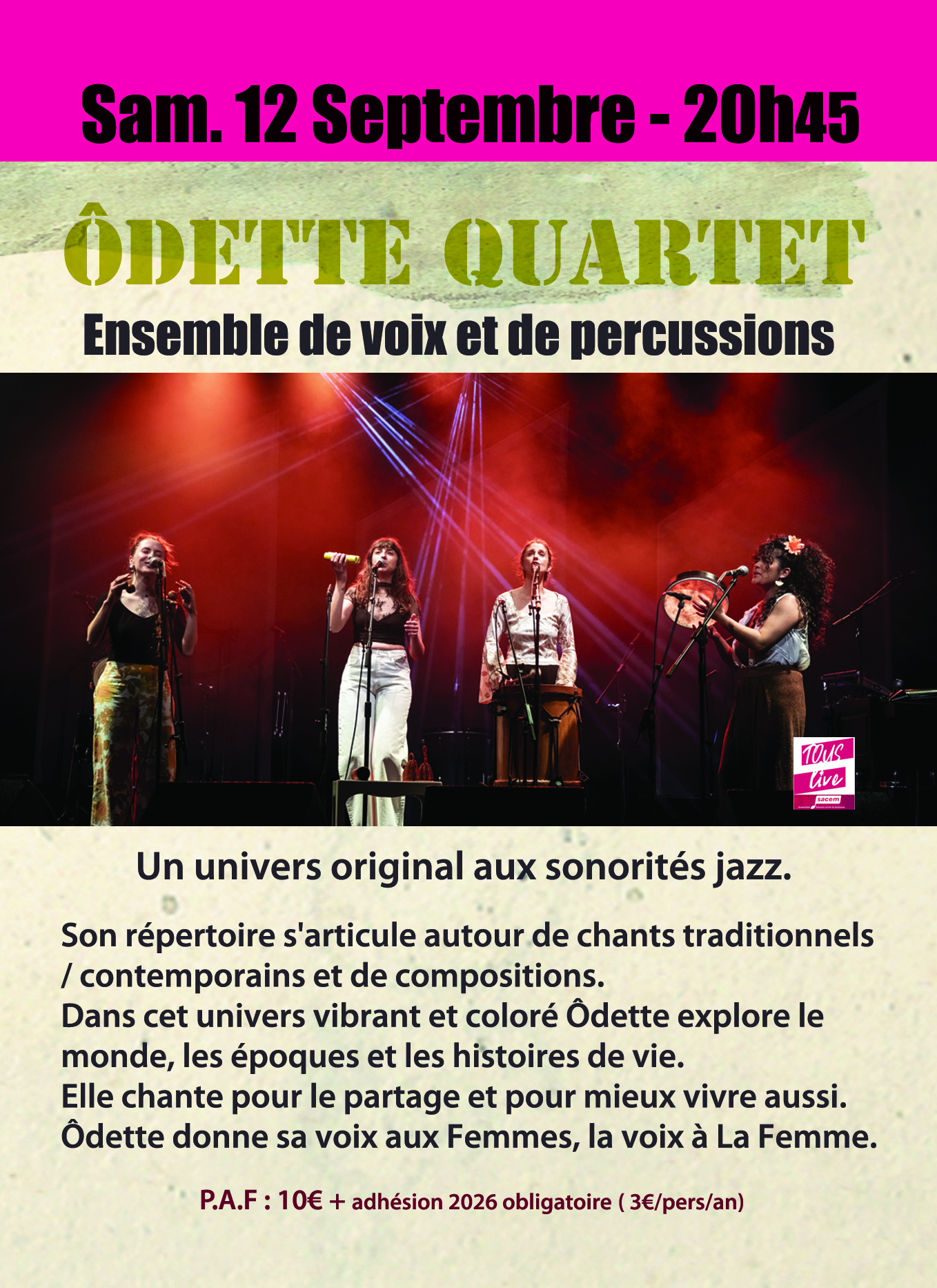 Ouverture de Saison – Ôdette Quartet en concert